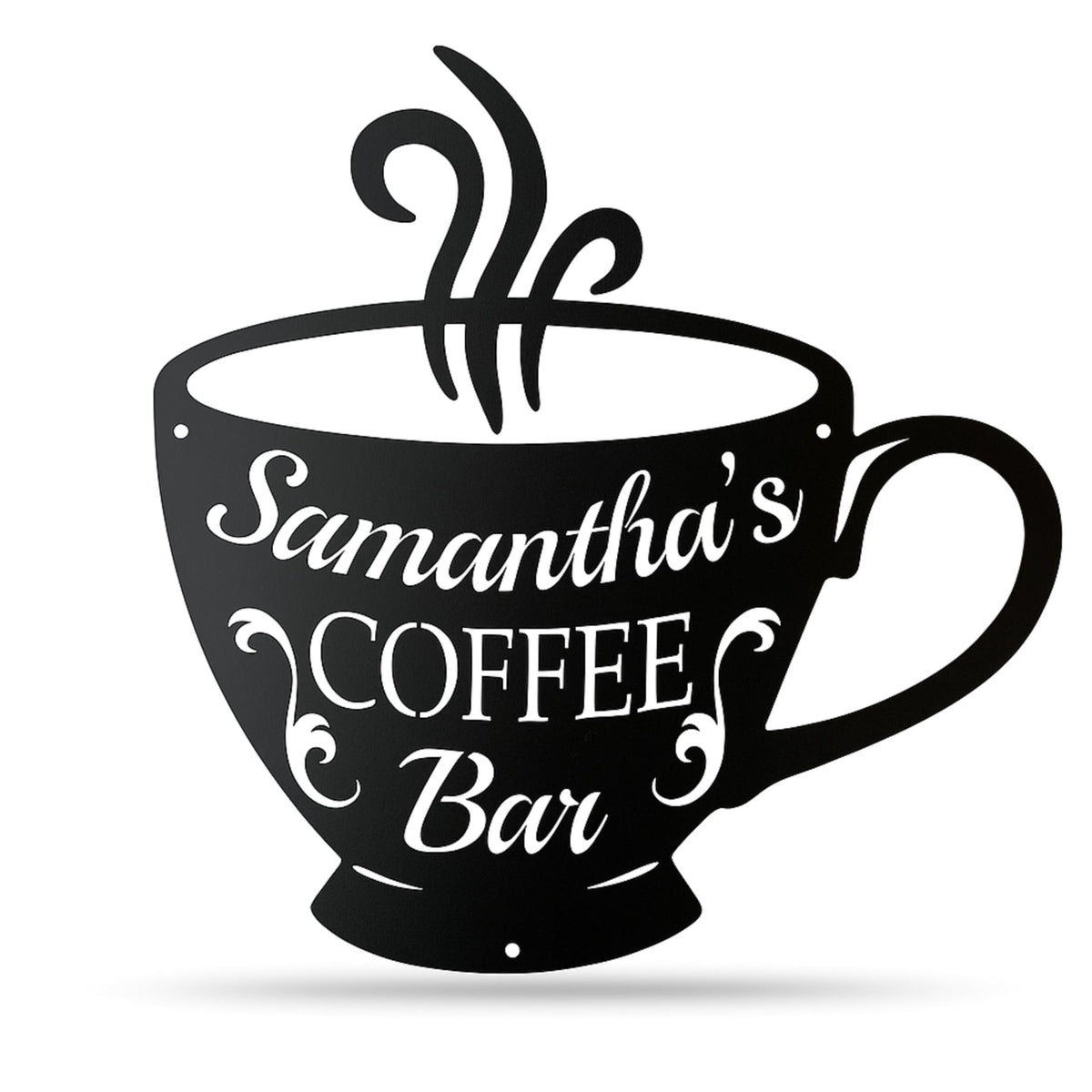 Personalized Coffee Bar Sign metal wall art customizable with name