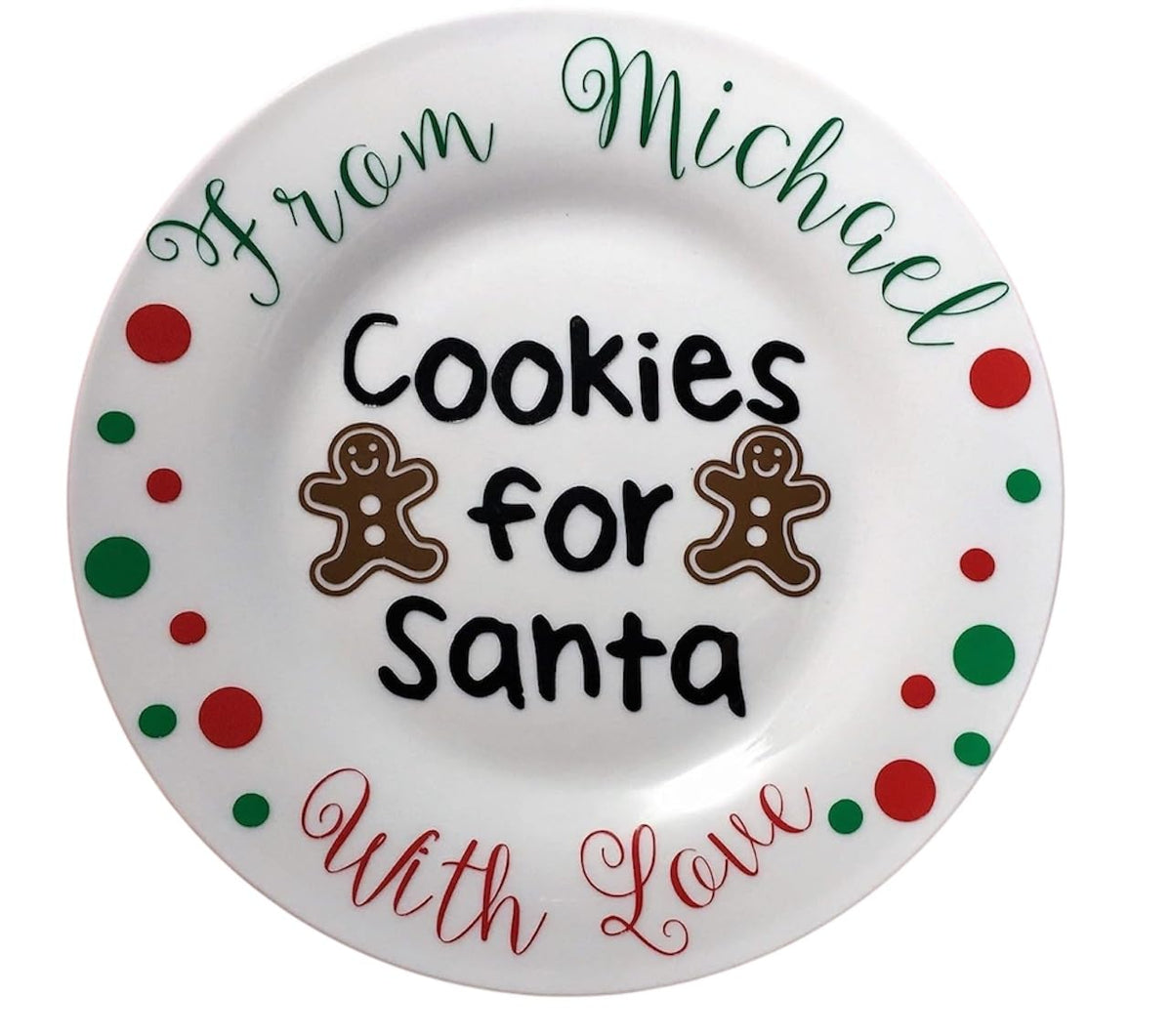 Personalized Cookies for Santa plate white stoneware 7.5 x 7.5 inches