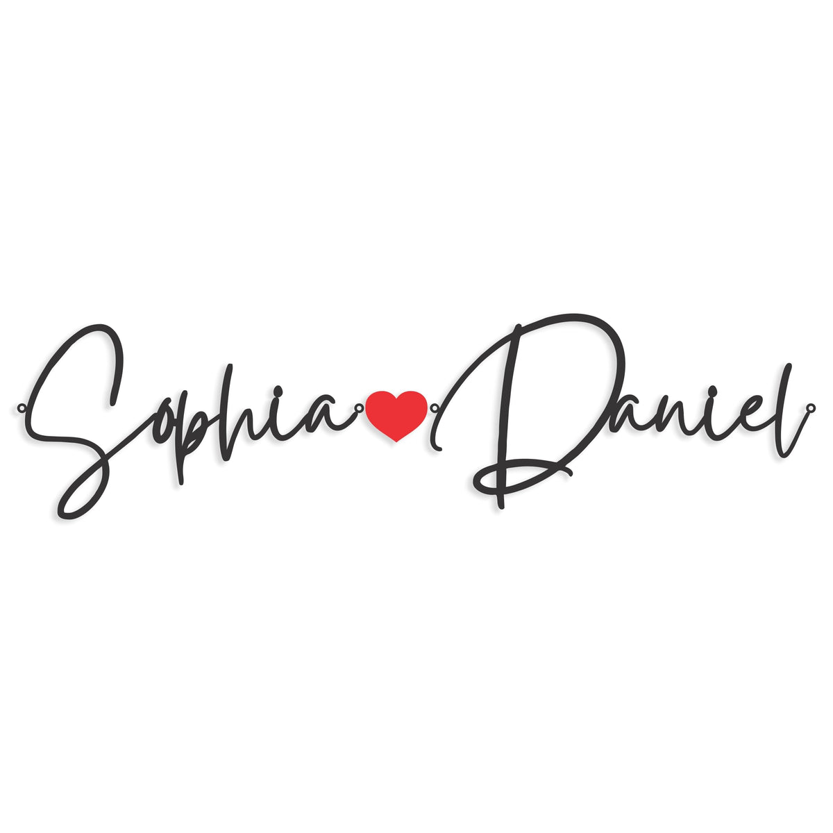 Personalized couple names heart metal sign layout with two names