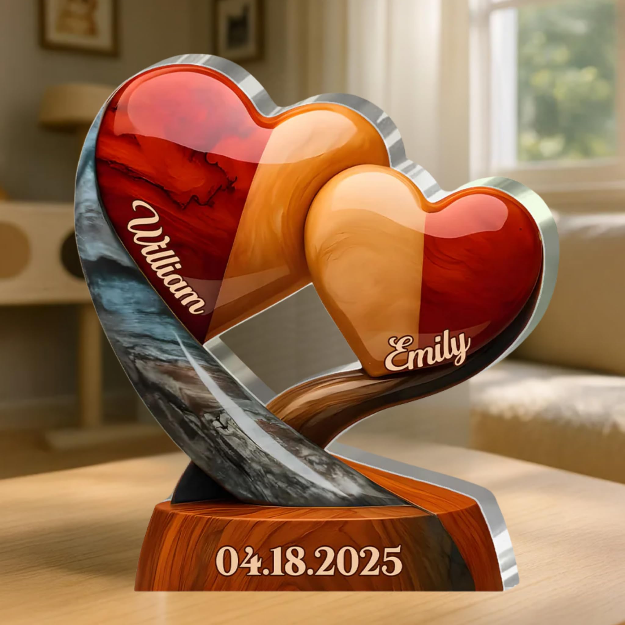 Personalized design with names and date on acrylic plaque