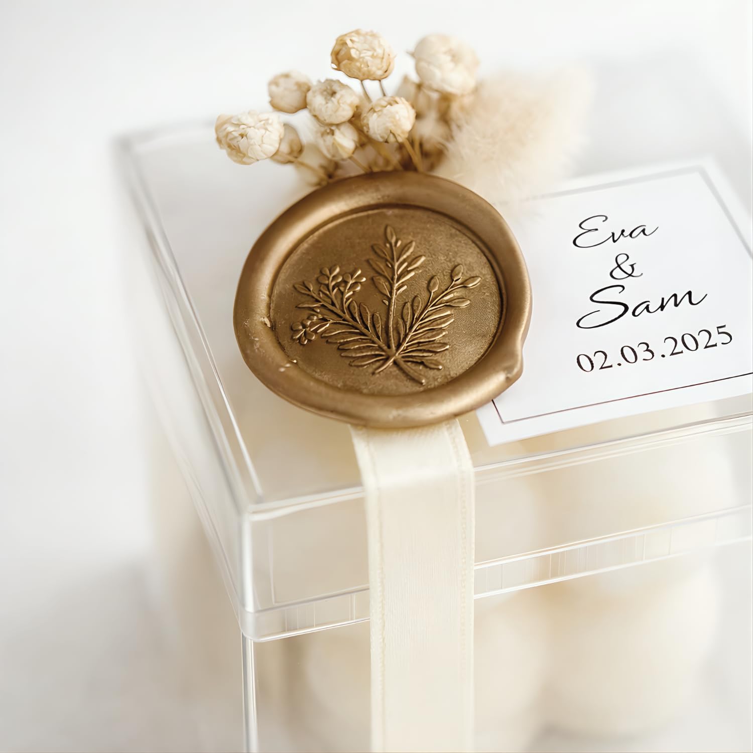 Personalized name and date label on candle