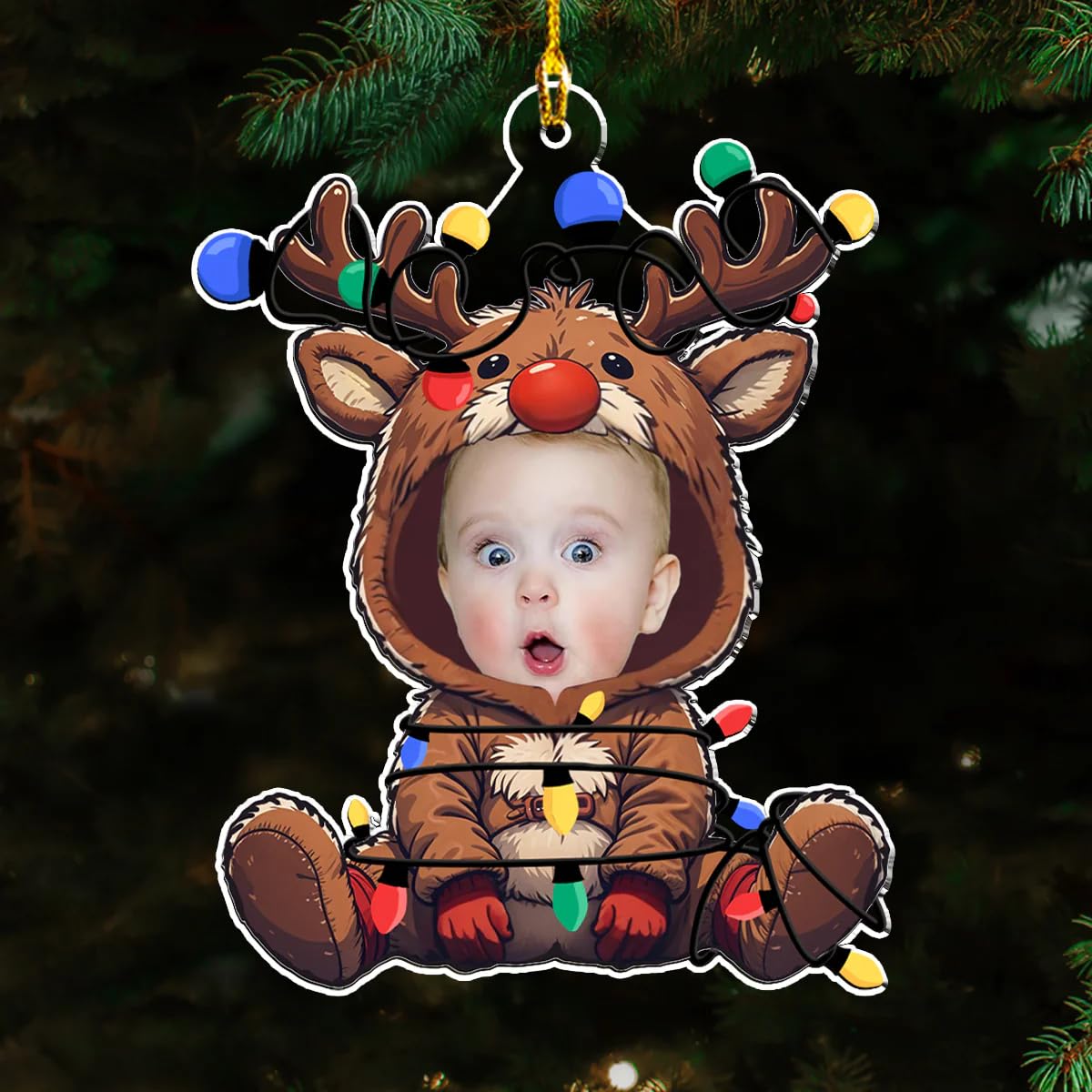Personalized acrylic ornament for baby's first Christmas