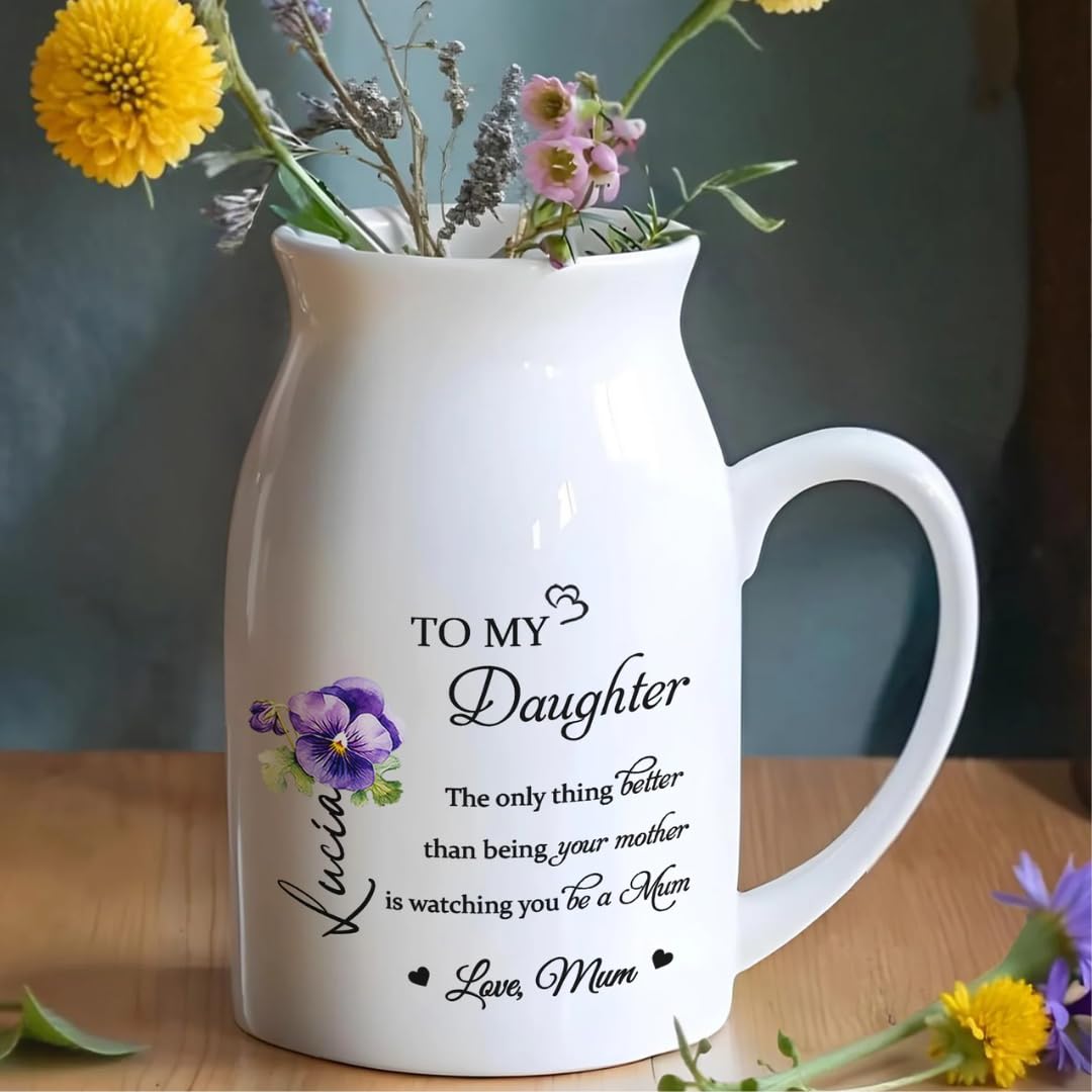 Personalized custom vase for daughter by mom