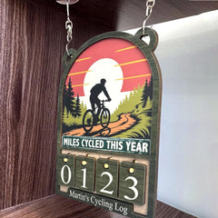 Personalized cycling tracker sign with custom name