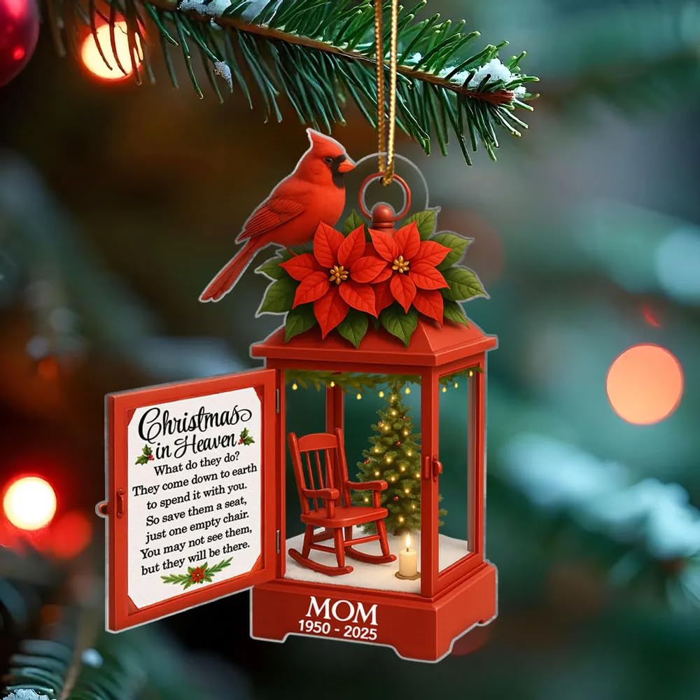 Dad remembrance Christmas lantern with personalized details