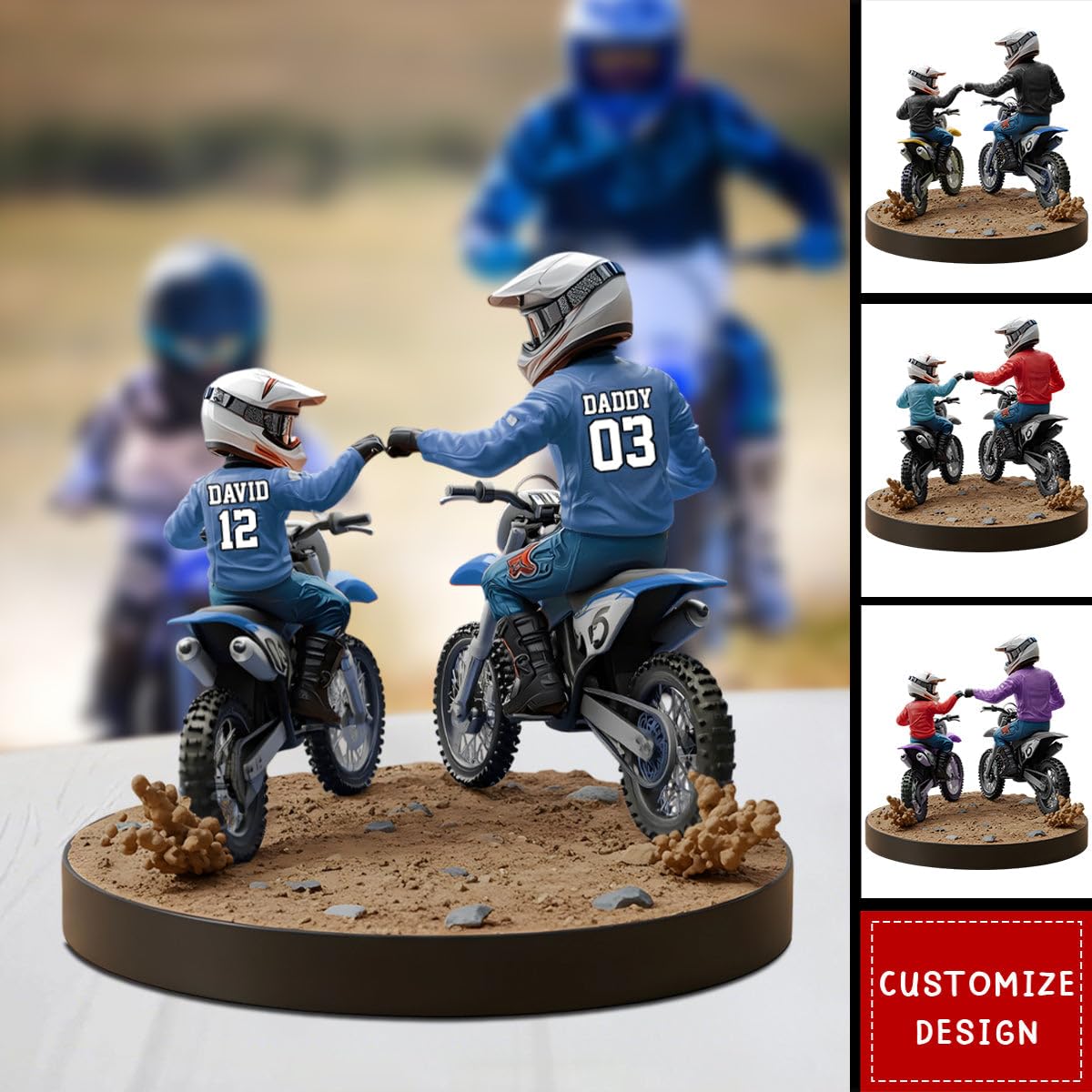 Personalized flat dirt bike acrylic plaque for dad and son