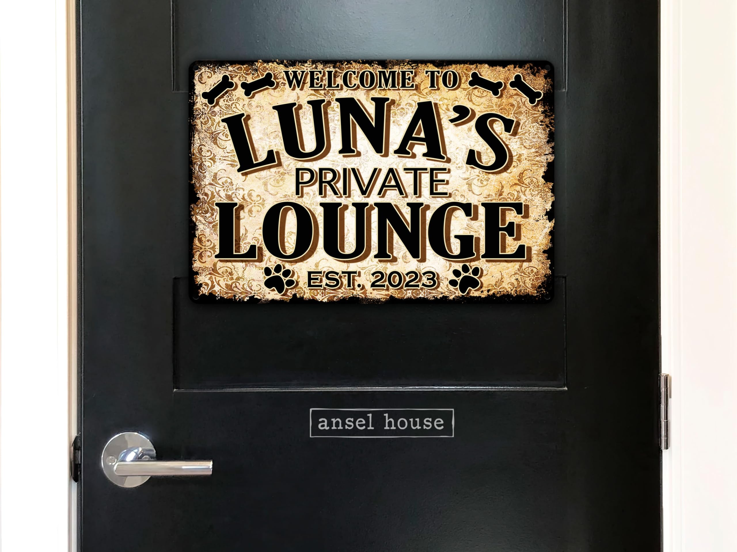 Personalized dog name sign aluminum rust free indoor outdoor