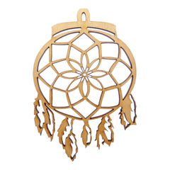 Personalized dream catcher Christmas ornament on natural wood