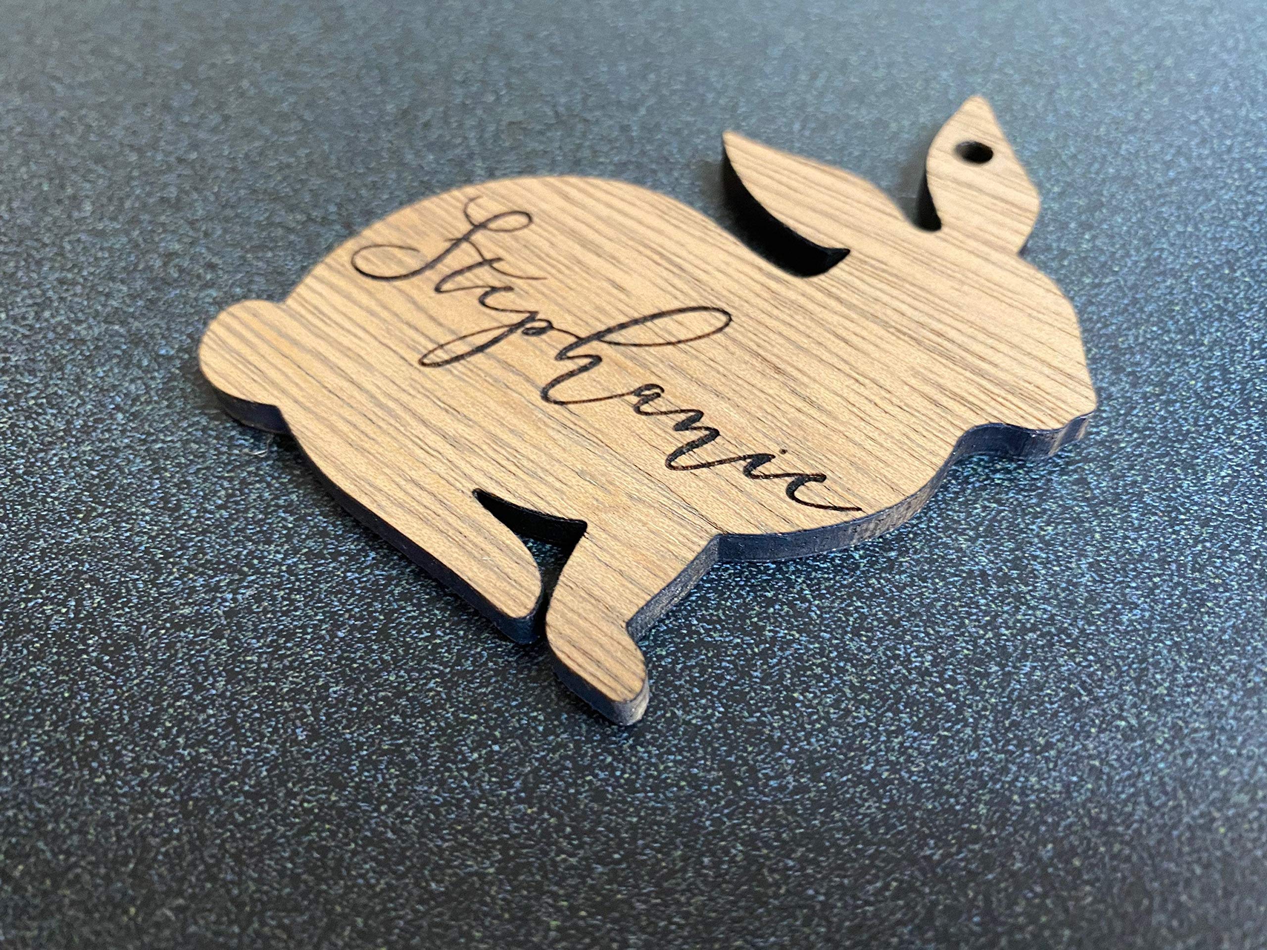 Personalized Easter Bunny Place Setting Tag laser cut on 1/8 inch plywood with twine
