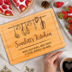 Close up of personalized engraved cutting board by Masat Customized