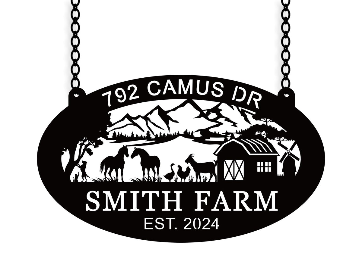 Personalized family name metal signs front view