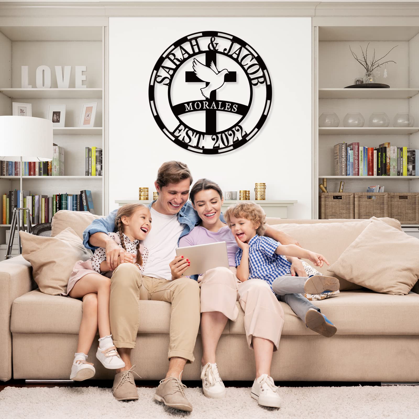 Wall cross featuring Christian cross and peace dove