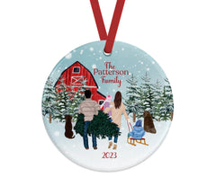 Personalized family ornament with four family members