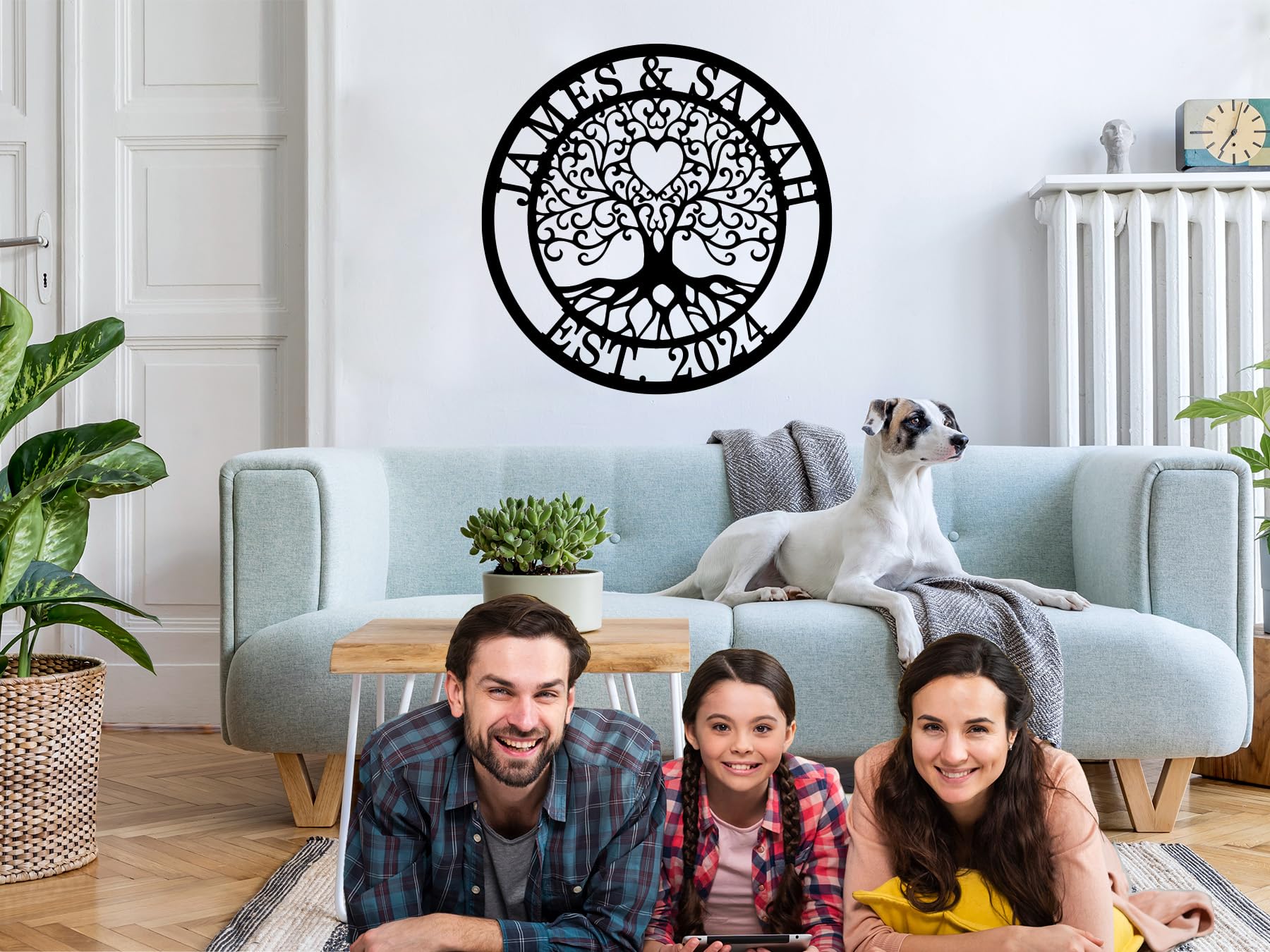 Personalized family wall plaque tree of life for indoor or outdoor display
