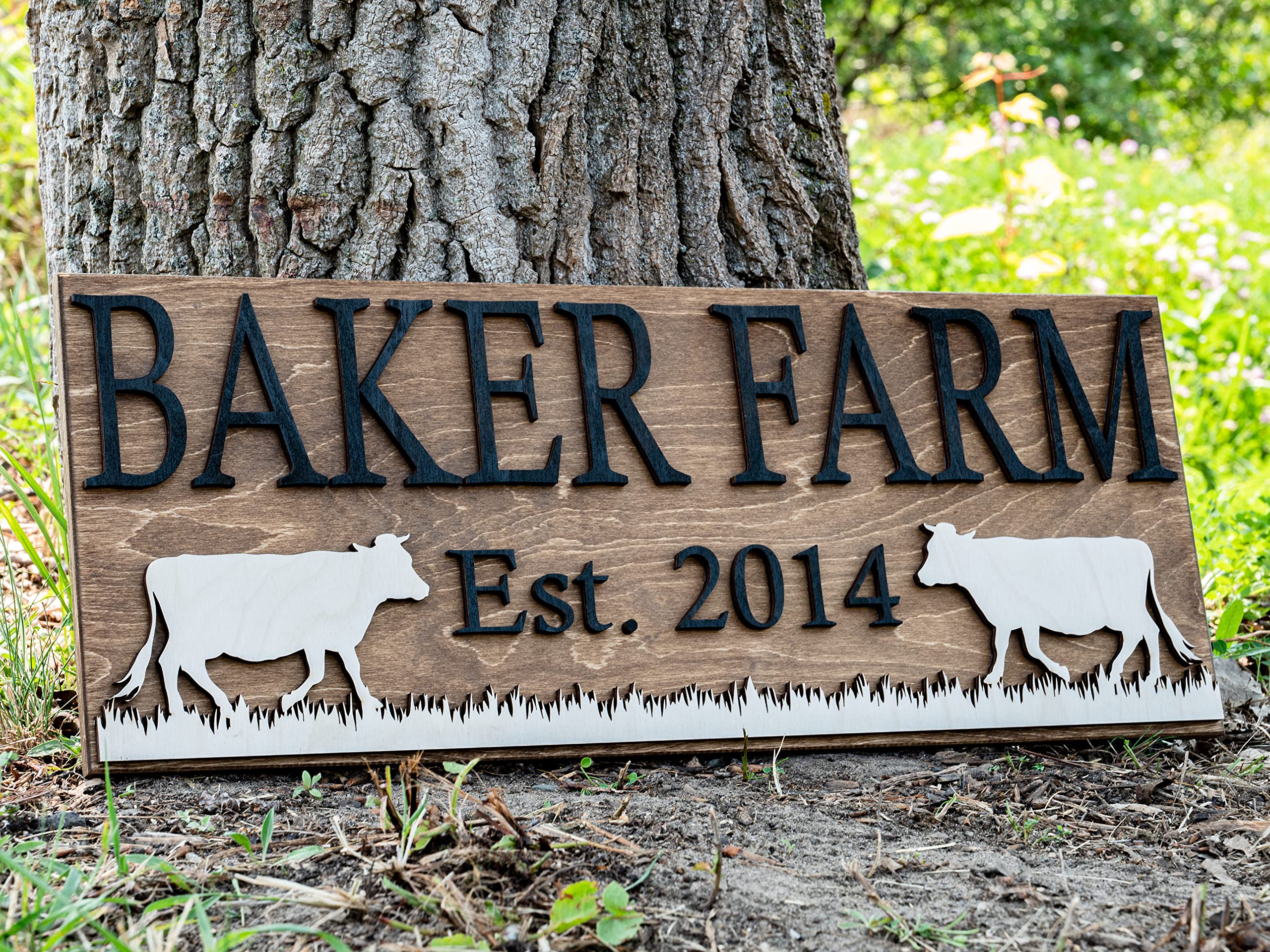 Personalized Farm Sign 11.25 x 36 inches wall decor with sawtooth hanger