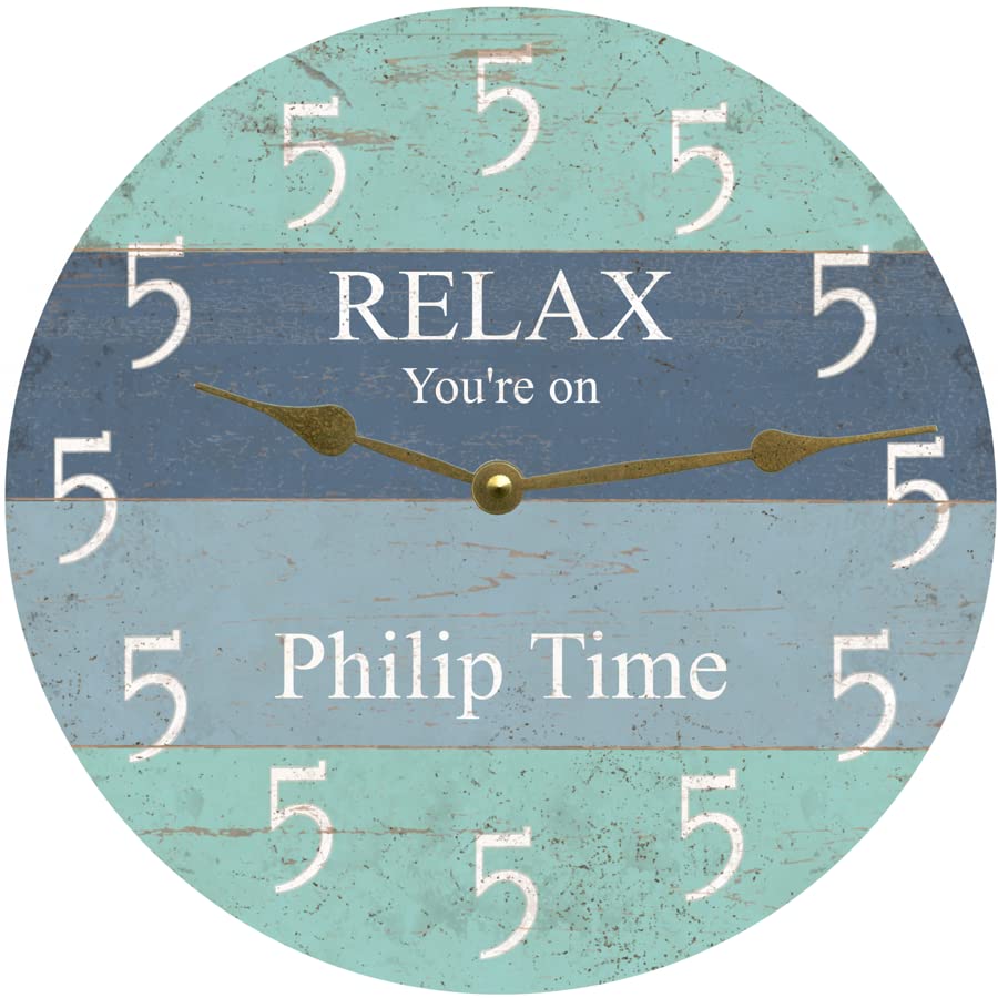 Customization wording on Personalized Five O'Clock Beach Clock