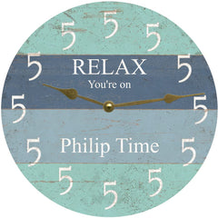 Customization wording on Personalized Five O'Clock Beach Clock