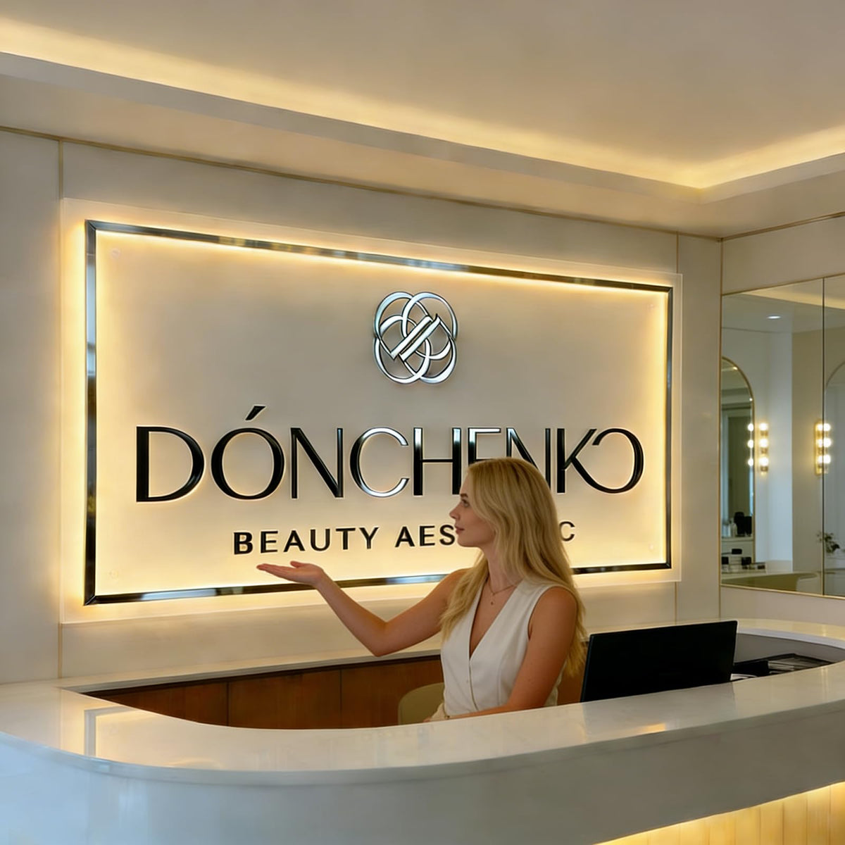 Personalized Floating Acrylic Business Sign close up