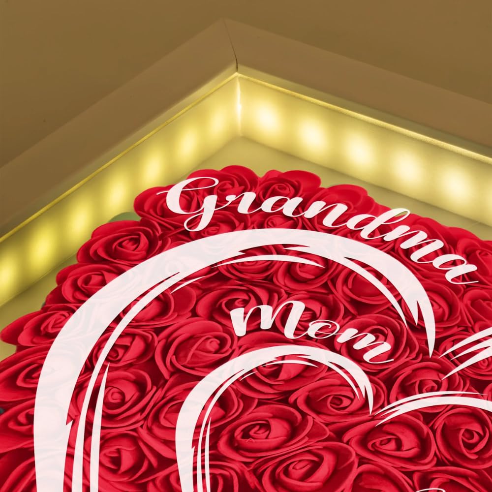 Personalized flower shadow box with customizable names and quotes