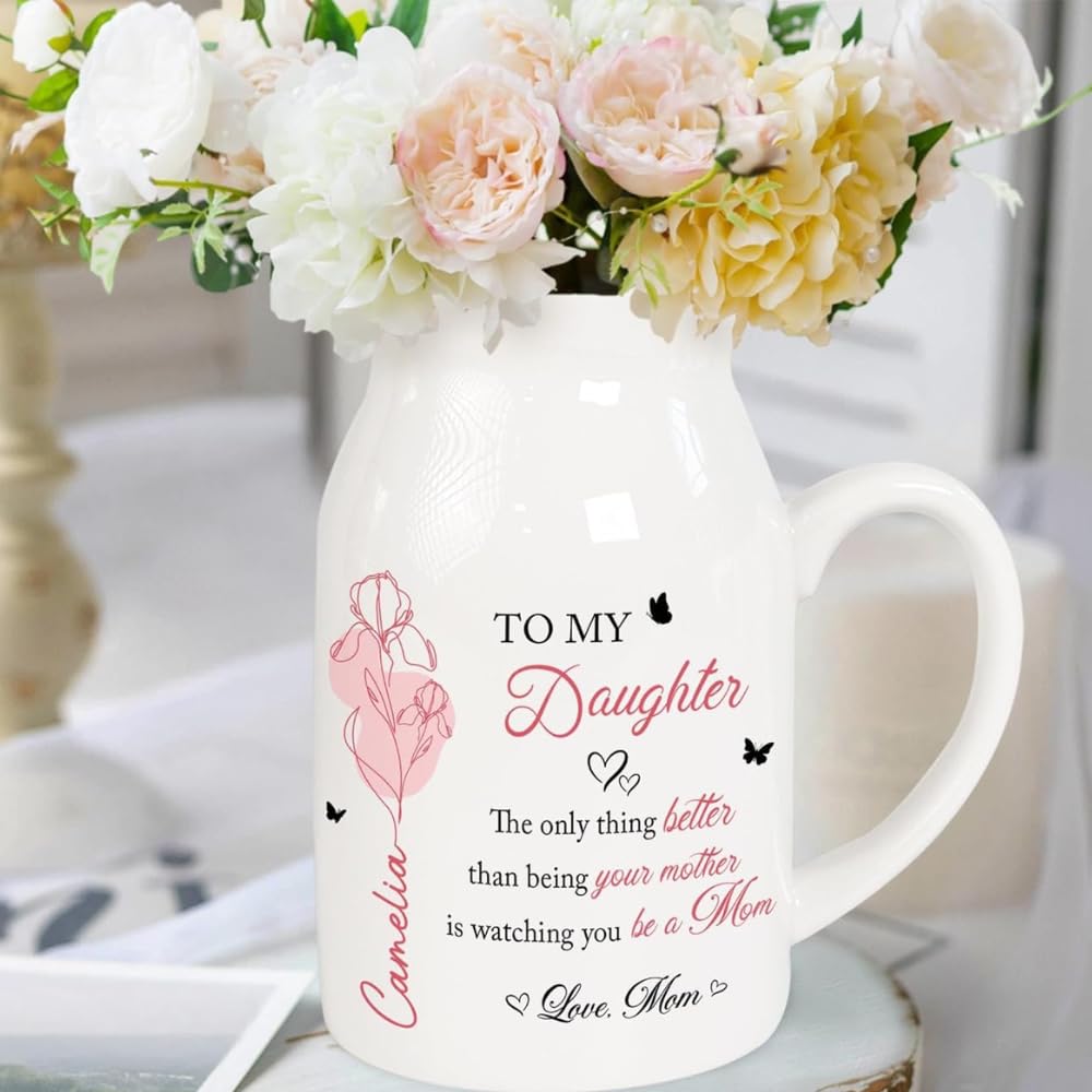 Personalized flower vase daughter size 450ml front view
