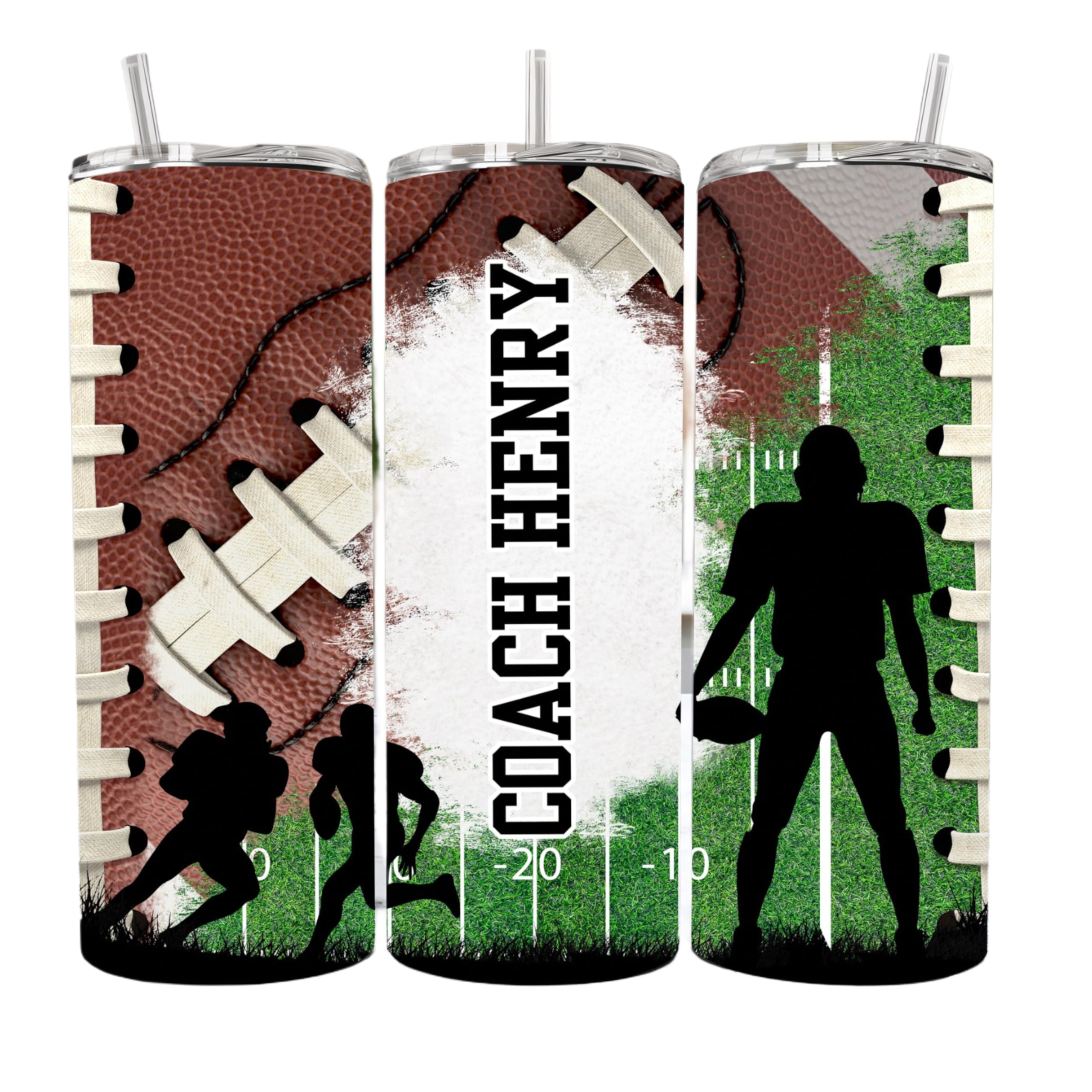 Personalized football tumbler 20oz for coaches and players