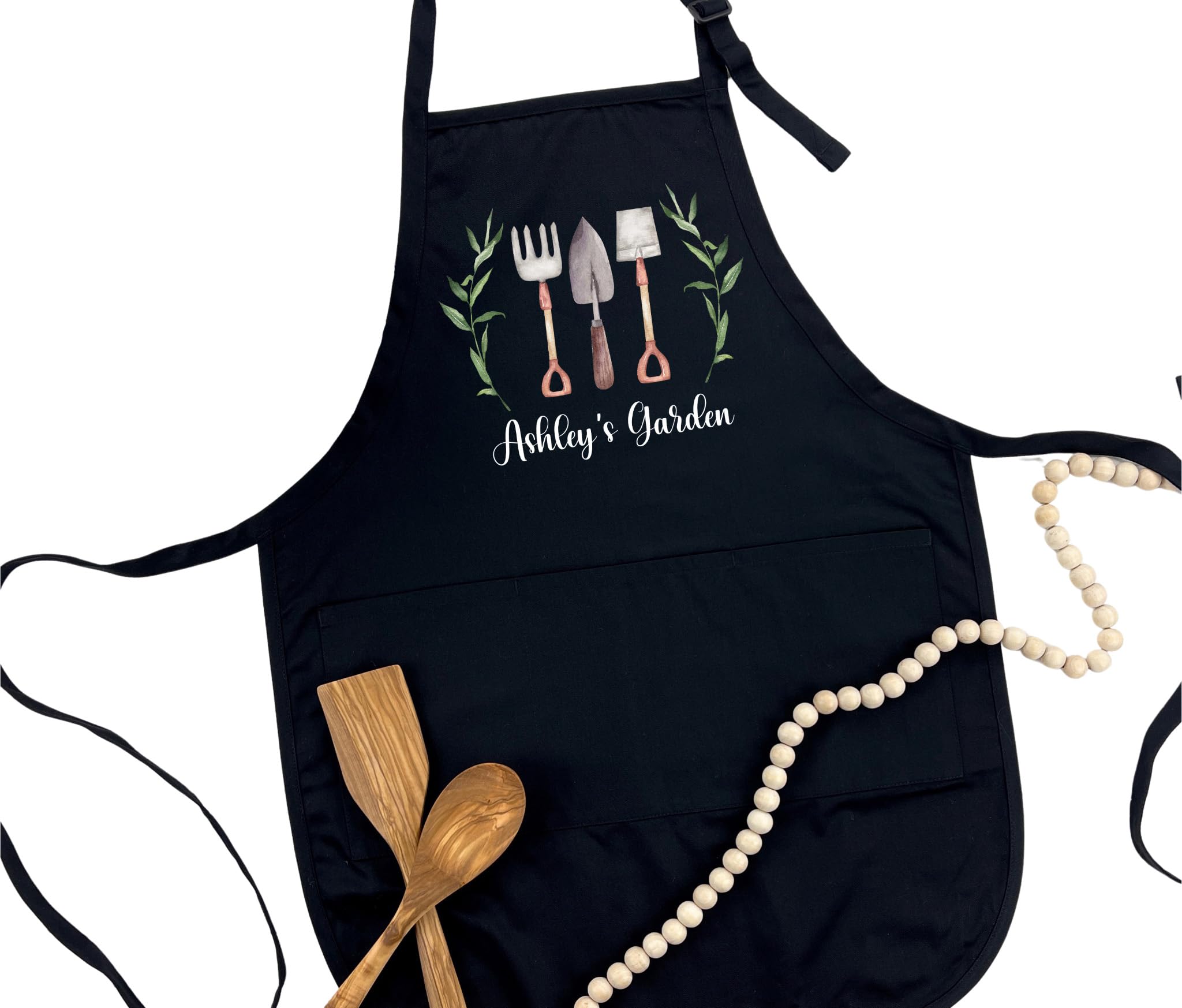 Personalized garden apron with custom name text for adults