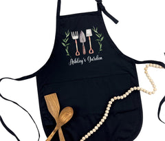 Personalized garden apron with custom name text for adults