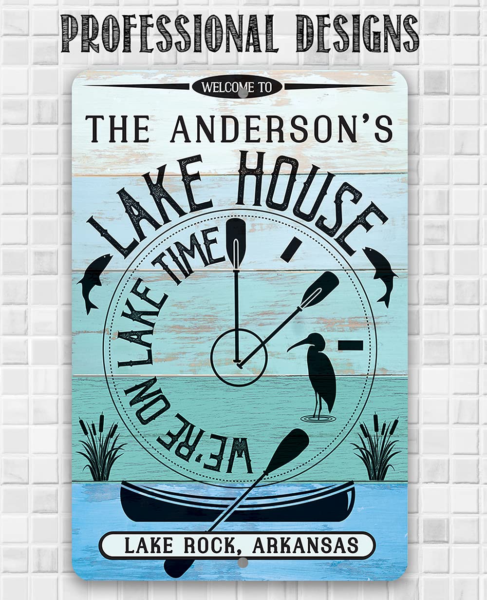 Personalized lake time sign for indoor outdoor use