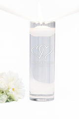 Personalized Glass Unity Floating Candle Vase ceremony engraving Names Date