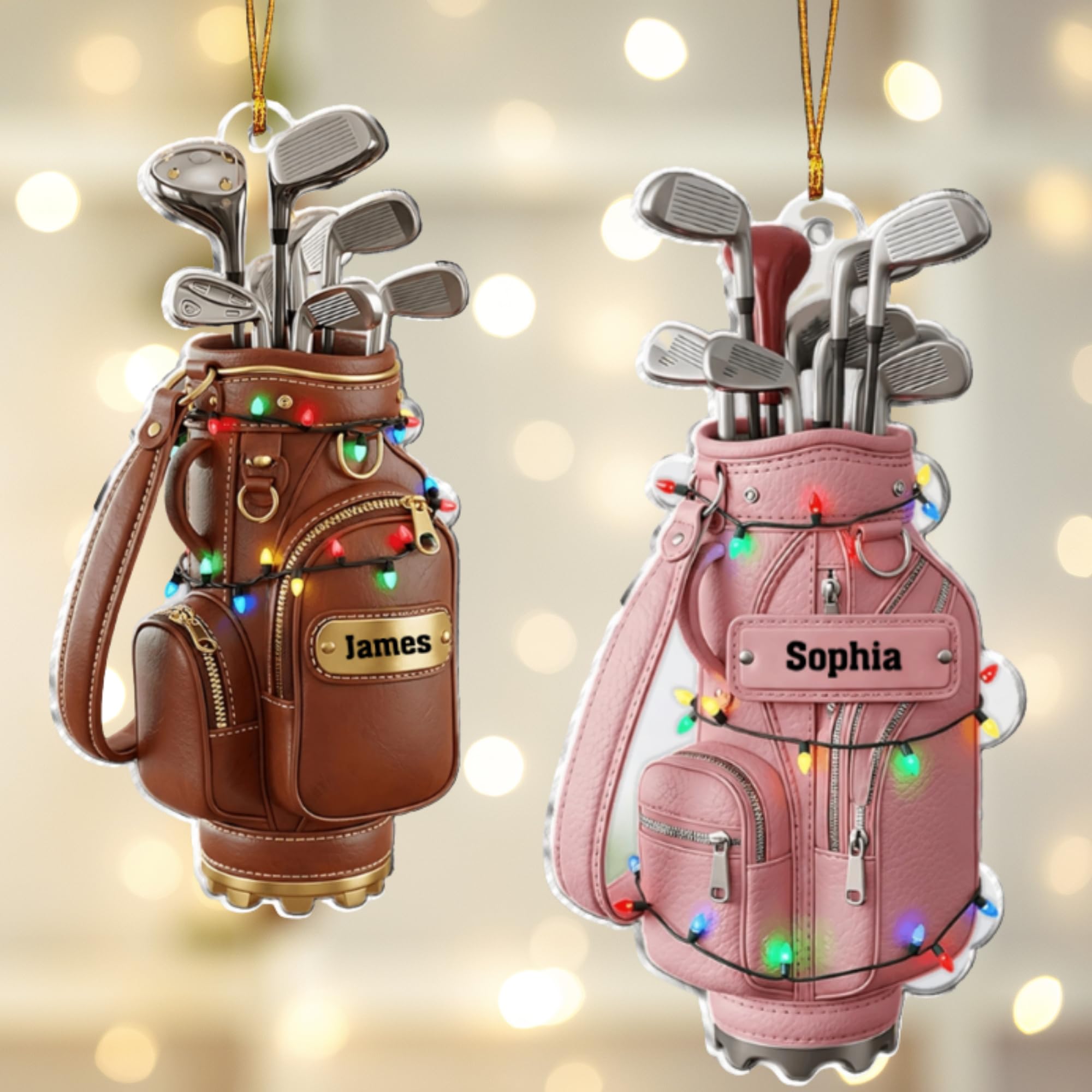Golf dad ornament with custom name in acrylic finish