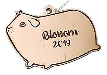 Personalized Guinea Pig Christmas Ornament Name Date birch wood customization