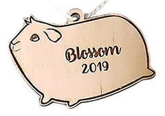 Personalized Guinea Pig Christmas Ornament Name Date birch wood customization