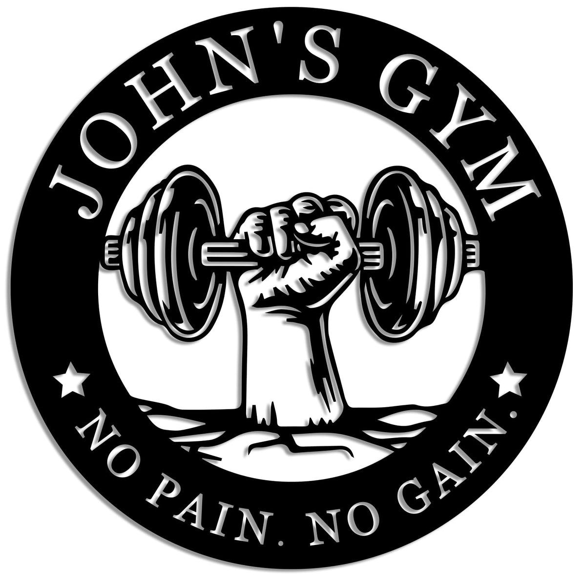 Personalized gym metal sign for home or business environments