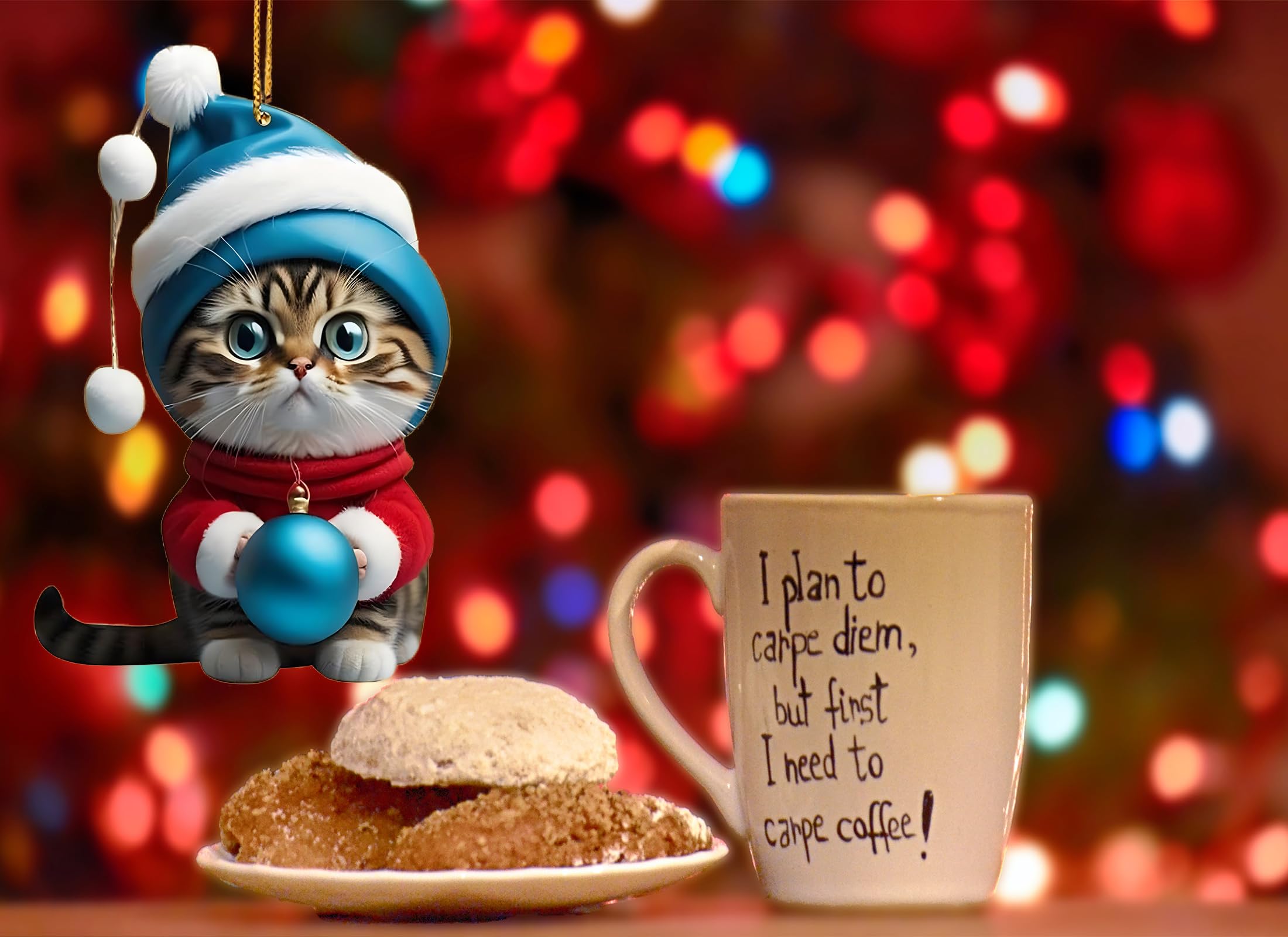 Personalized Hanging Decoration cat ornament closeup