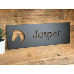 Horse stall nameplate made from heavy duty US steel with powder coat