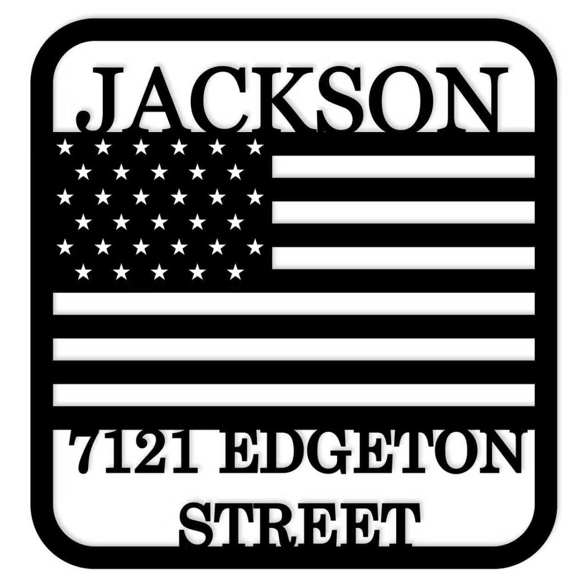 Personalized address numbers metal sign with custom last name option