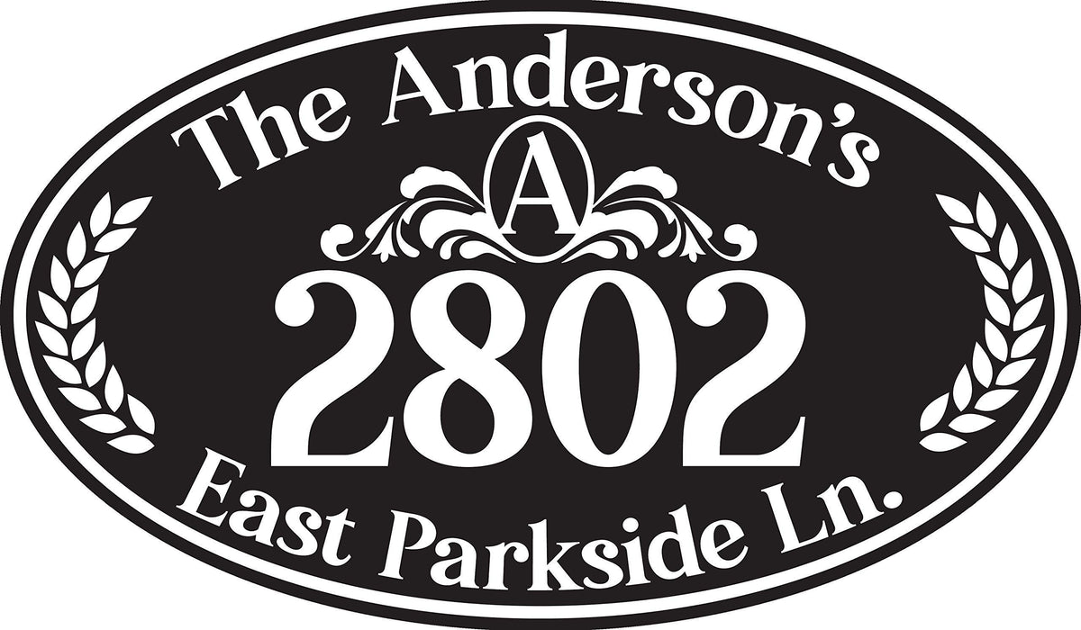 oval personalized house number sign aluminum 12x7