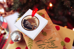 Personalized two-line text option on ceramic ornament