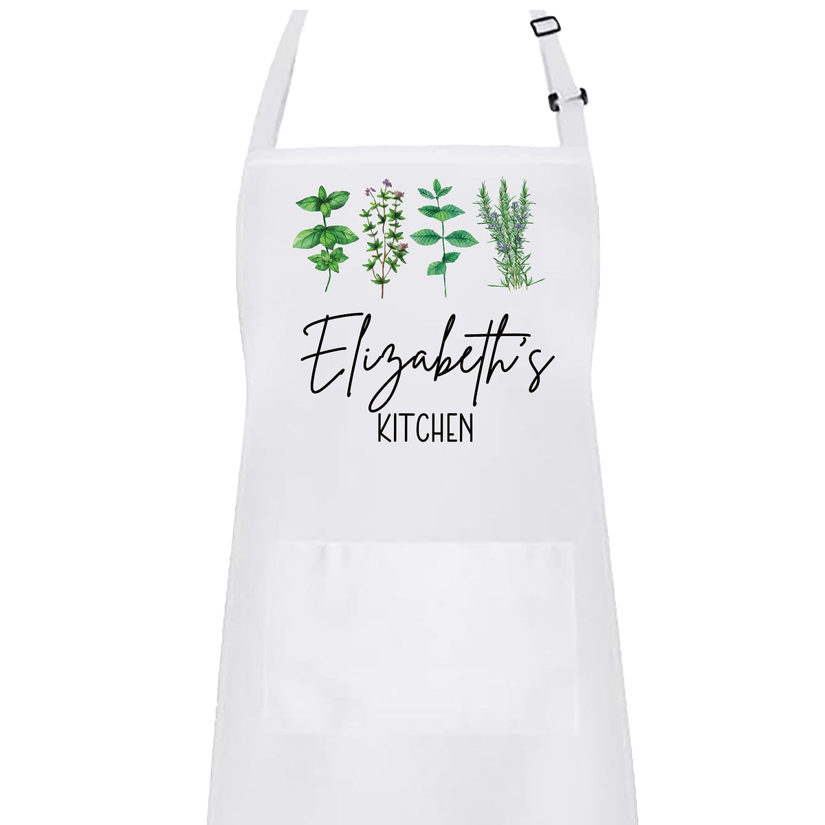 Personalized Kitchen Chef apron with Herbs front view