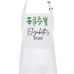 Personalized Kitchen Chef apron with Herbs front view