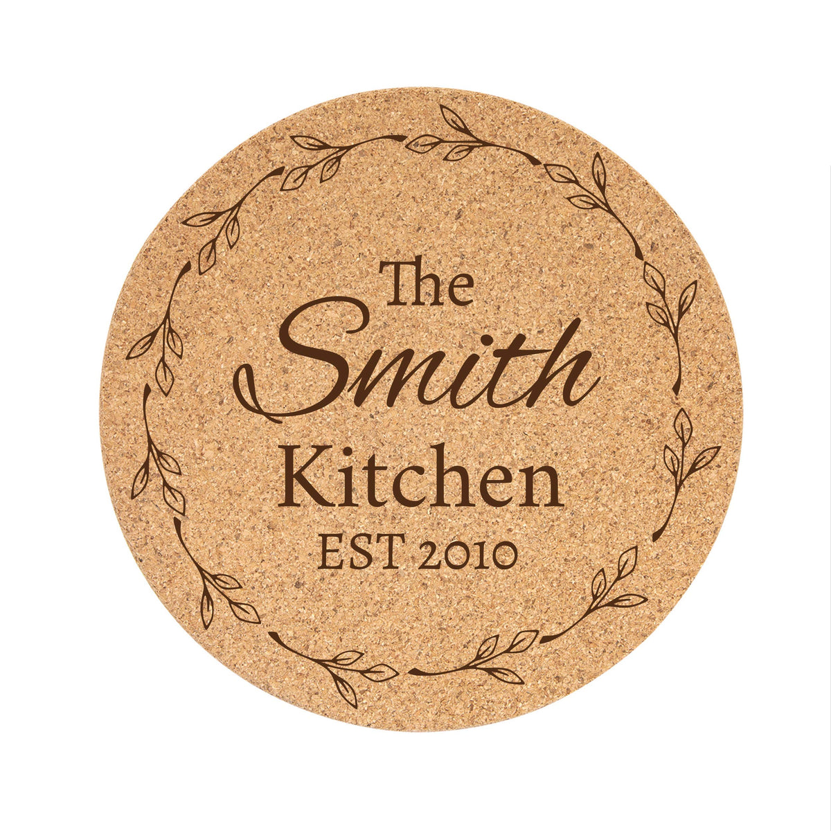 personalized cork trivet 7 inch for kitchen surfaces