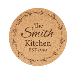 personalized cork trivet 7 inch for kitchen surfaces