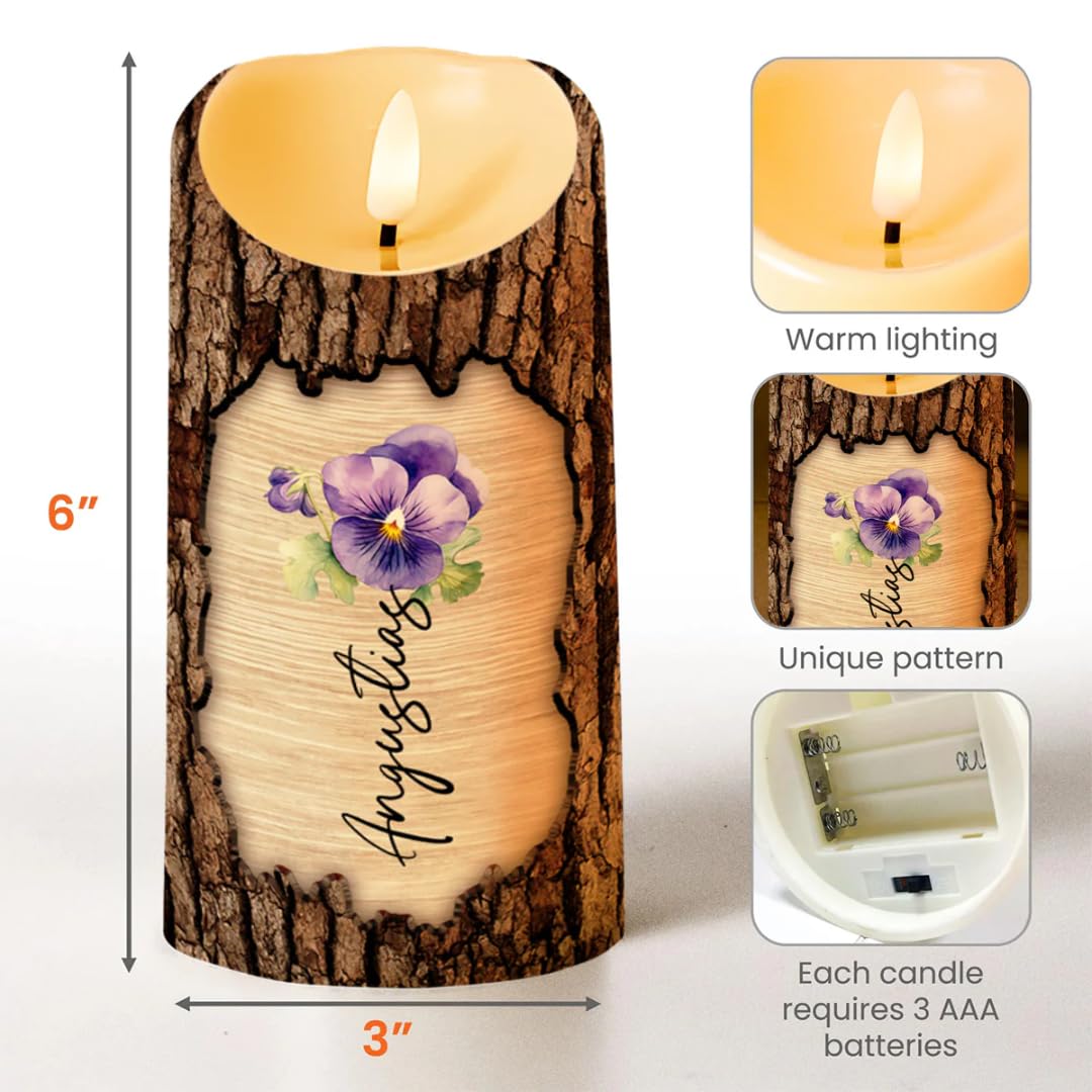Gift idea floral LED candle for daughter from mom 3x7.8 size