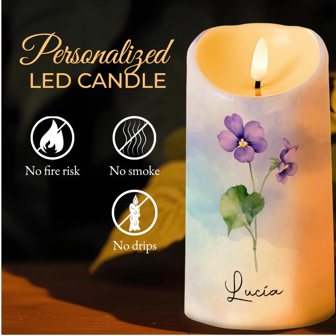 Personalized LED candle for granddaughter 3x6 inches