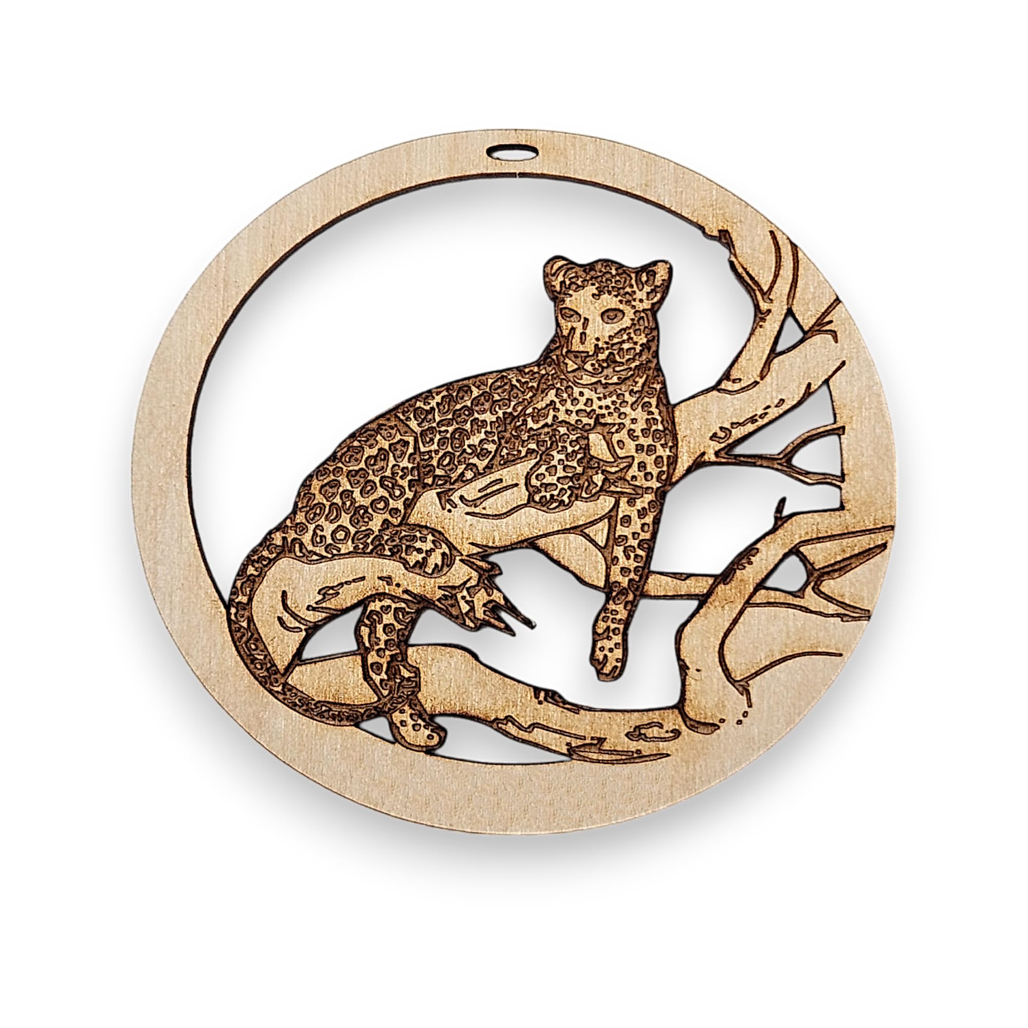 Personalized leopard Christmas ornament with custom name or year