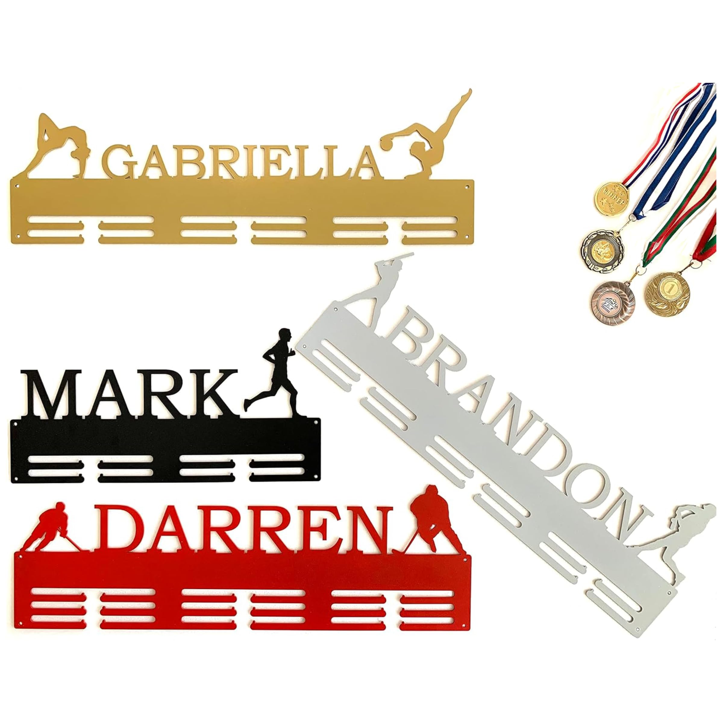 personalized medal holders metal display rack 14 inches wide