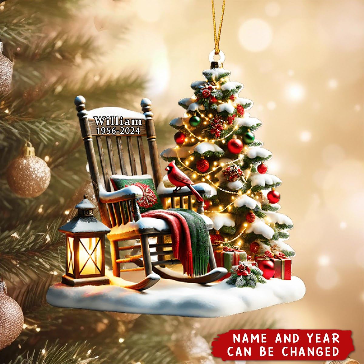 Personalized memorial ornament acrylic shatter resistant
