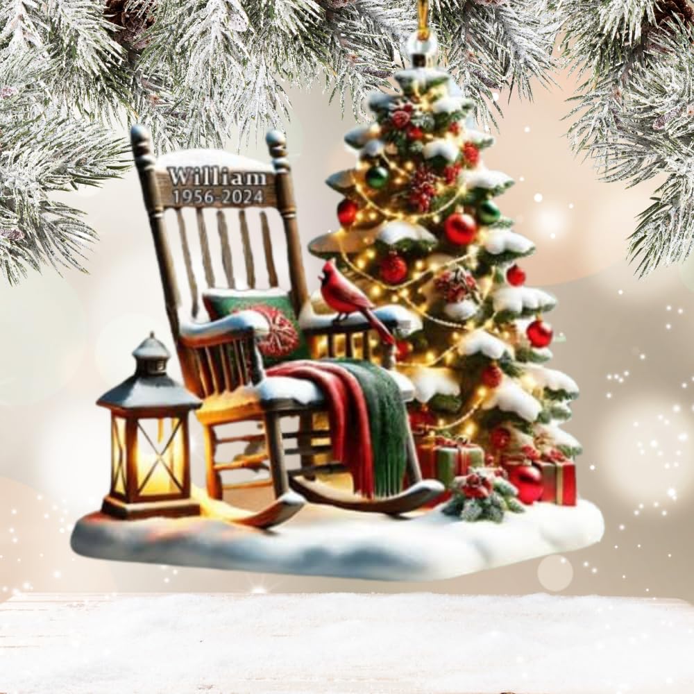 Personalized memorial ornament showing name and year for remembrance