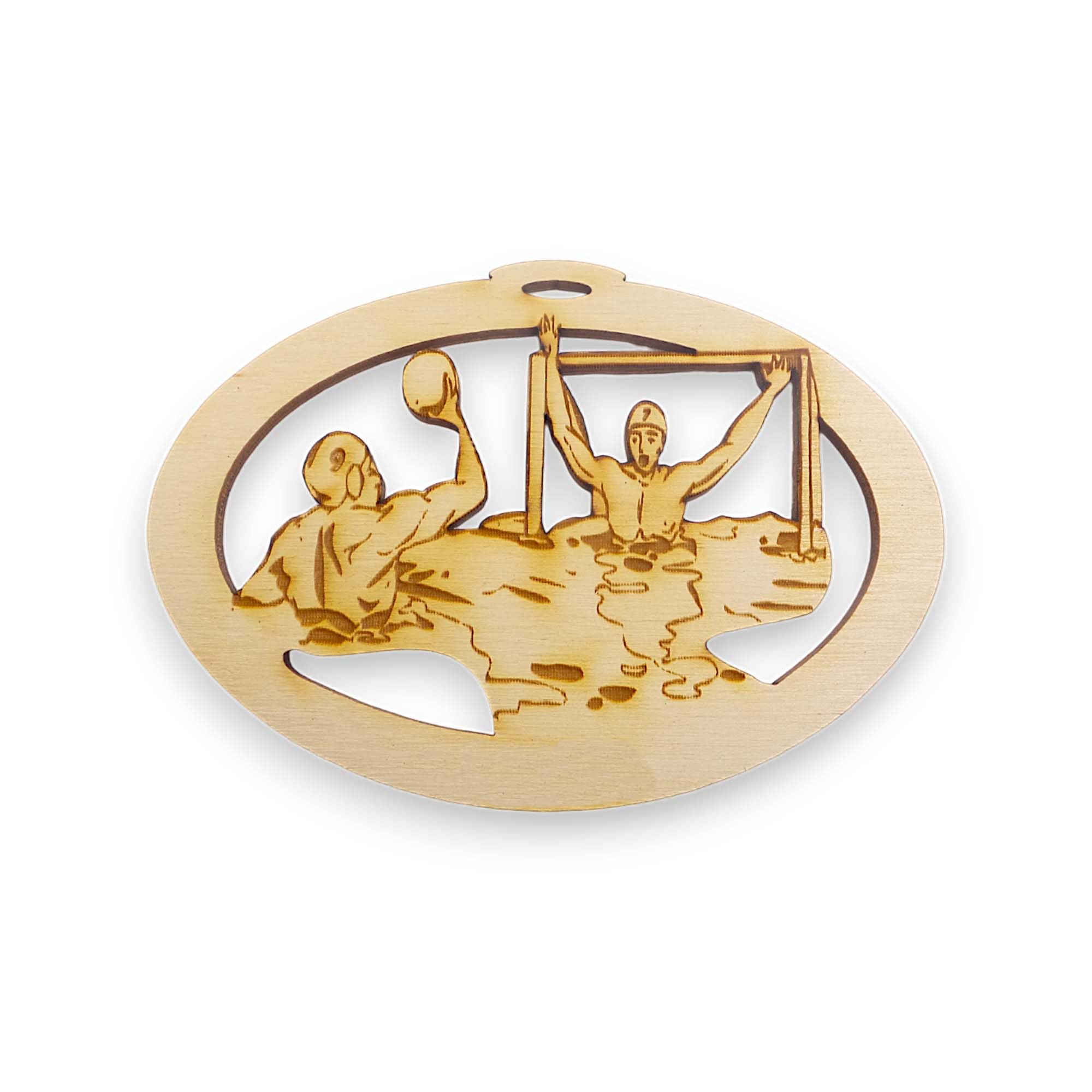 Personalized Mens Water Polo Ornament natural wood engraving