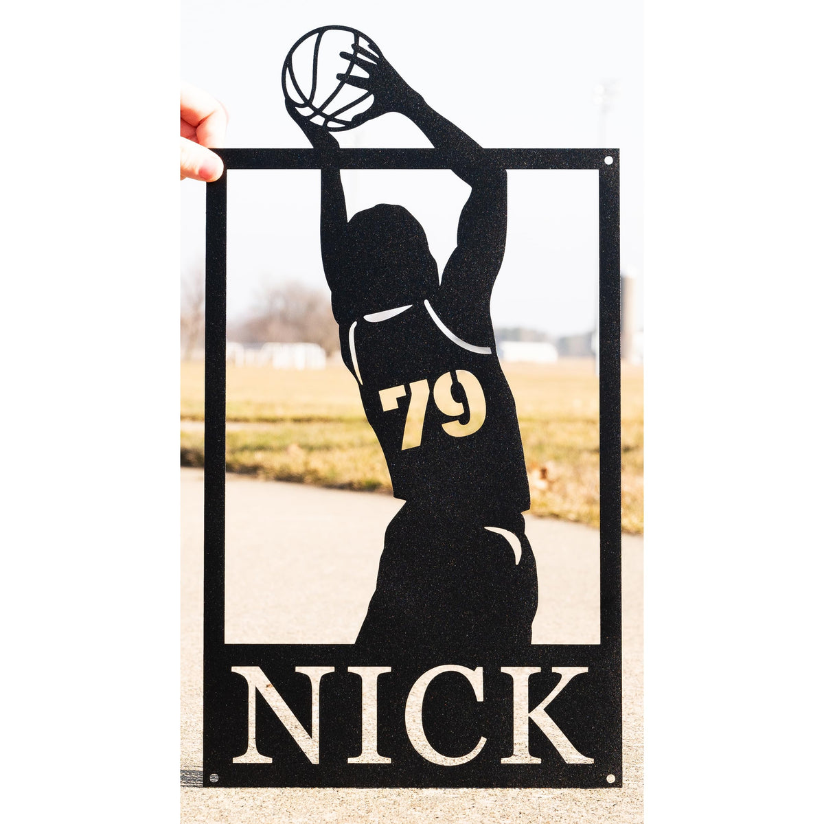 Personalized metal basketball wall art with name sign for indoor outdoor use